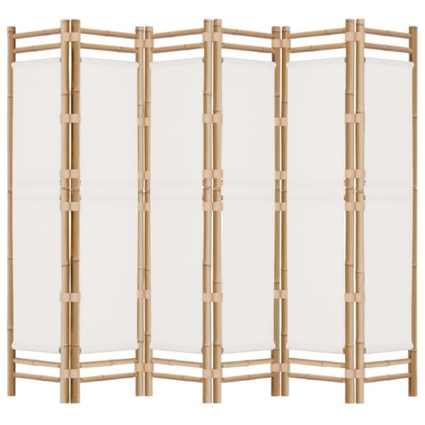 vidaXL Folding 6-Panel Room Divider 94.5" Bamboo and Canvas - Image 5