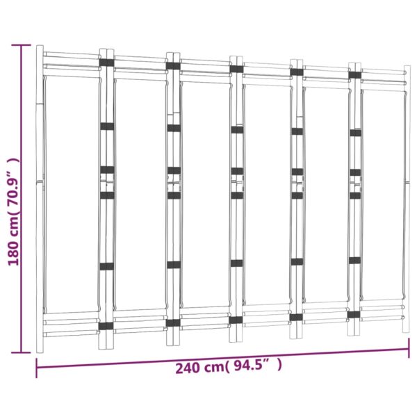 vidaXL Folding 6-Panel Room Divider 94.5" Bamboo and Canvas - Image 9