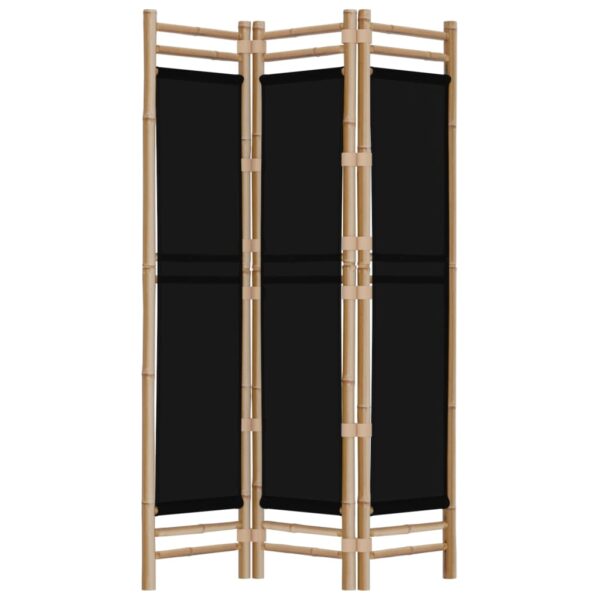 vidaXL Folding 3-Panel Room Divider 47.2" Bamboo and Canvas - Image 2