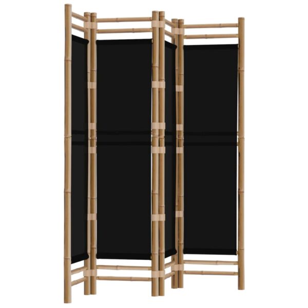 vidaXL Folding 4-Panel Room Divider 63" Bamboo and Canvas - Image 2