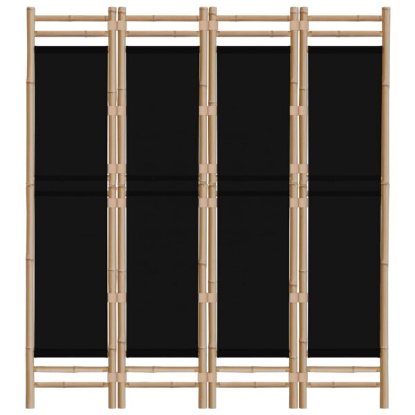 vidaXL Folding 4-Panel Room Divider 63" Bamboo and Canvas - Image 4