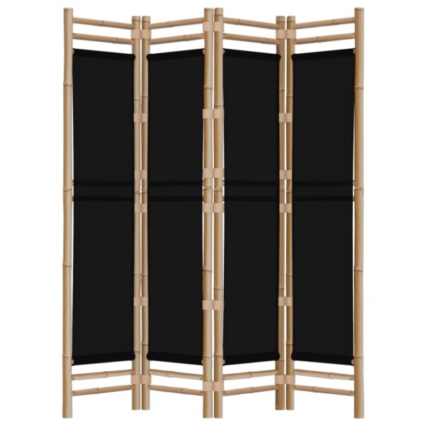 vidaXL Folding 4-Panel Room Divider 63" Bamboo and Canvas - Image 5