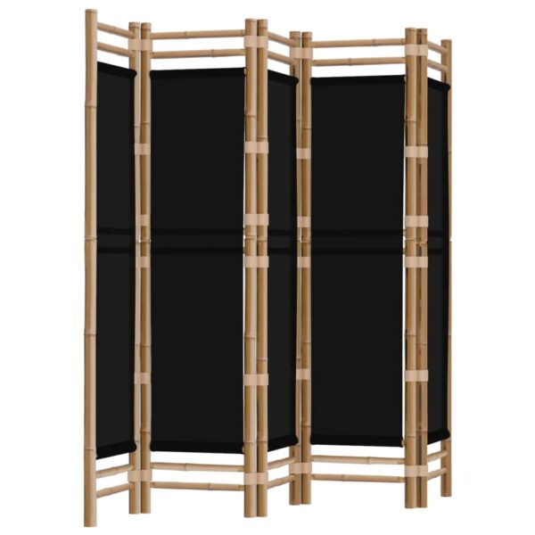 vidaXL Folding 5-Panel Room Divider 78.7" Bamboo and Canvas - Image 2