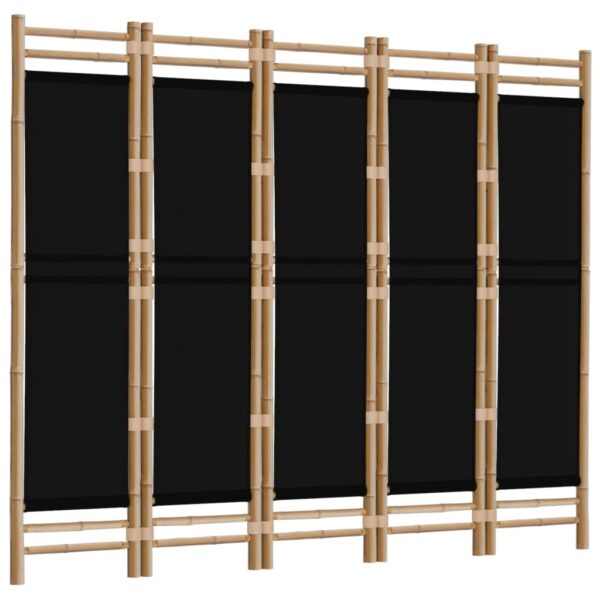 vidaXL Folding 5-Panel Room Divider 78.7" Bamboo and Canvas - Image 3