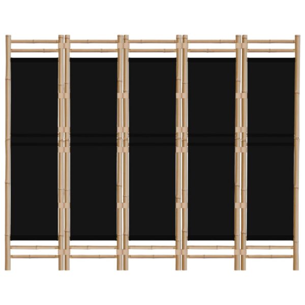 vidaXL Folding 5-Panel Room Divider 78.7" Bamboo and Canvas - Image 4