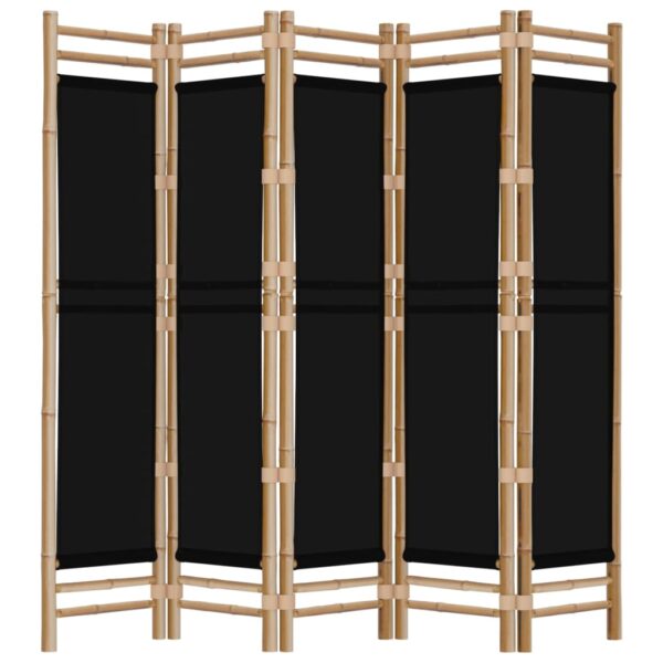 vidaXL Folding 5-Panel Room Divider 78.7" Bamboo and Canvas - Image 5