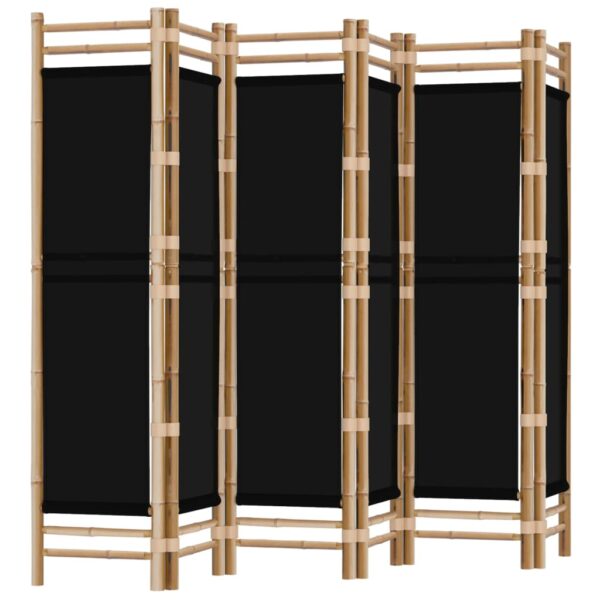 vidaXL Folding 6-Panel Room Divider 94.5" Bamboo and Canvas - Image 2