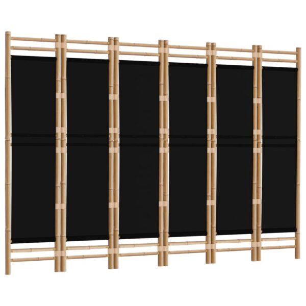 vidaXL Folding 6-Panel Room Divider 94.5" Bamboo and Canvas - Image 3