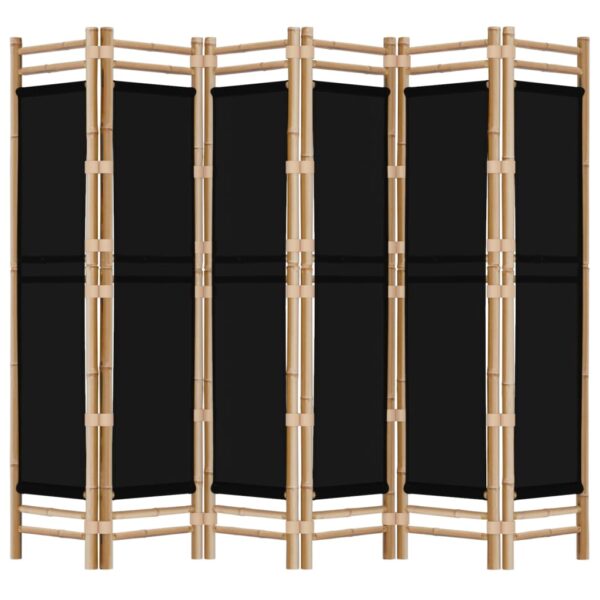 vidaXL Folding 6-Panel Room Divider 94.5" Bamboo and Canvas - Image 5