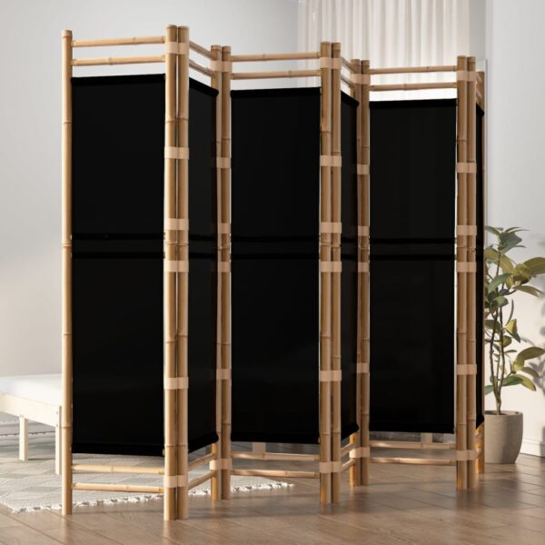 vidaXL Folding 6-Panel Room Divider 94.5" Bamboo and Canvas