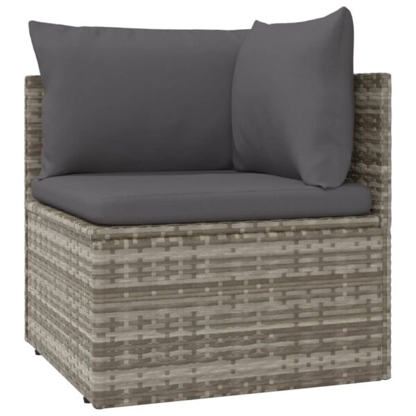 vidaXL Patio Corner Sofa with Cushion Gray 22.4"x22.4"x22" Poly Rattan - Image 2