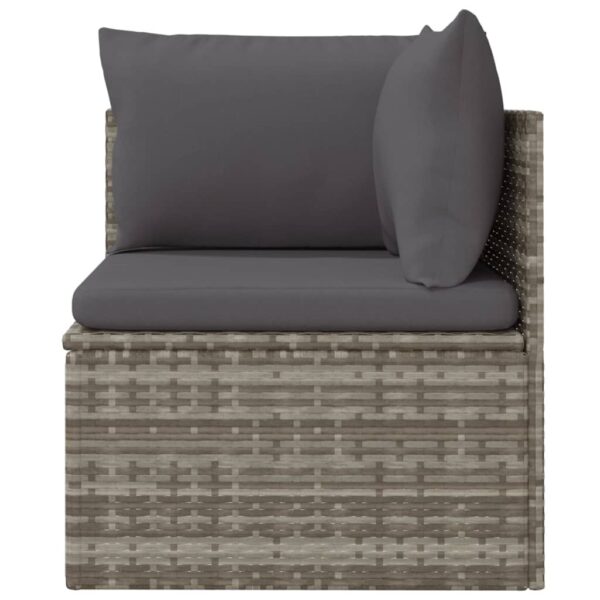 vidaXL Patio Corner Sofa with Cushion Gray 22.4"x22.4"x22" Poly Rattan - Image 4