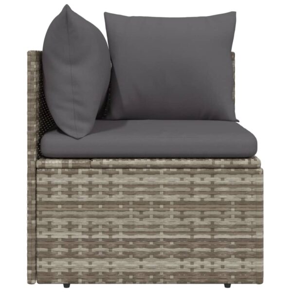 vidaXL Patio Corner Sofa with Cushion Gray 22.4"x22.4"x22" Poly Rattan - Image 5