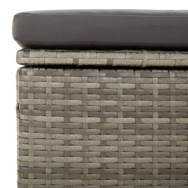 vidaXL Patio Corner Sofa with Cushion Gray 22.4"x22.4"x22" Poly Rattan - Image 9