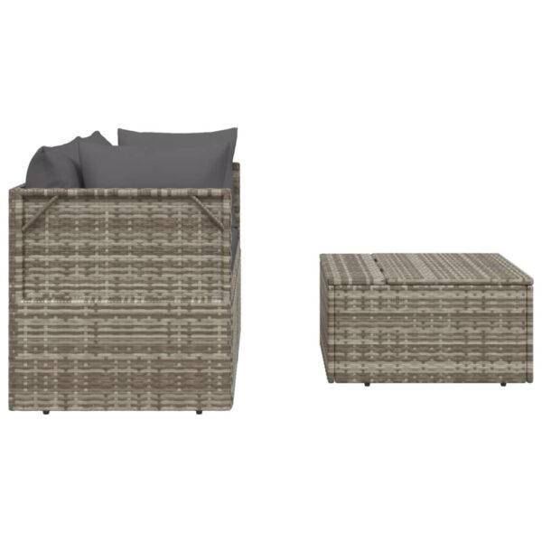 vidaXL 3 Piece Patio Lounge Set with Cushions Gray Poly Rattan - Image 5