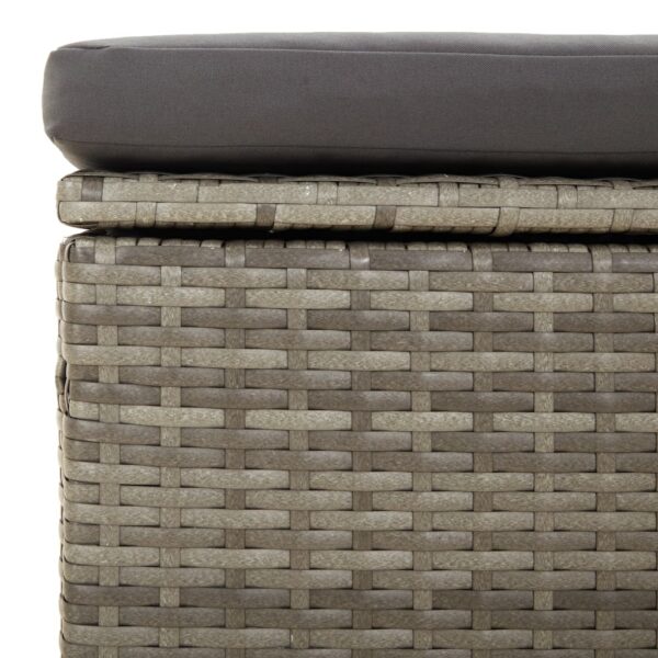 vidaXL 3 Piece Patio Lounge Set with Cushions Gray Poly Rattan - Image 10