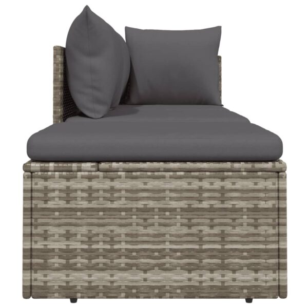 vidaXL 3 Piece Patio Lounge Set with Cushions Gray Poly Rattan - Image 5