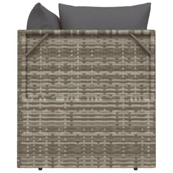 vidaXL 3 Piece Patio Lounge Set with Cushions Gray Poly Rattan - Image 5