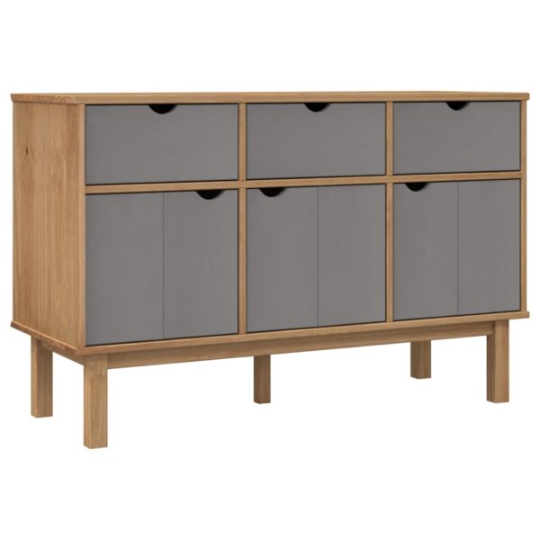 vidaXL Sideboard OTTA Brown and Gray 44.9"x16.9"x28.9" Solid Wood Pine - Image 2