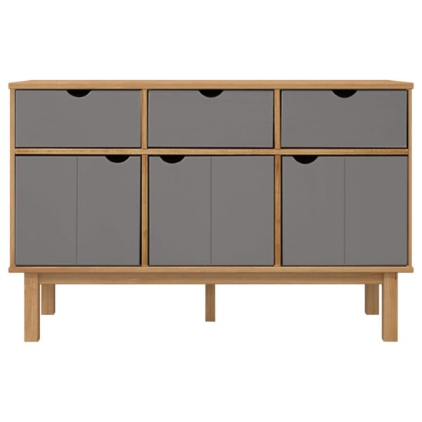 vidaXL Sideboard OTTA Brown and Gray 44.9"x16.9"x28.9" Solid Wood Pine - Image 3