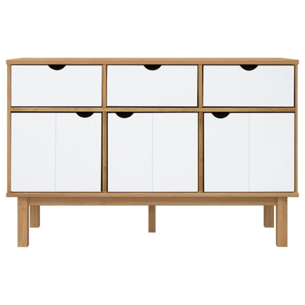 vidaXL Sideboard OTTA Brown and White 44.9"x16.9"x28.9" Solid Wood Pine - Image 3