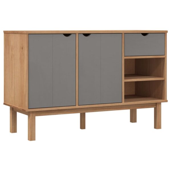 vidaXL Sideboard OTTA Brown and Gray 44.9"x16.9"x28.9" Solid Wood Pine - Image 2