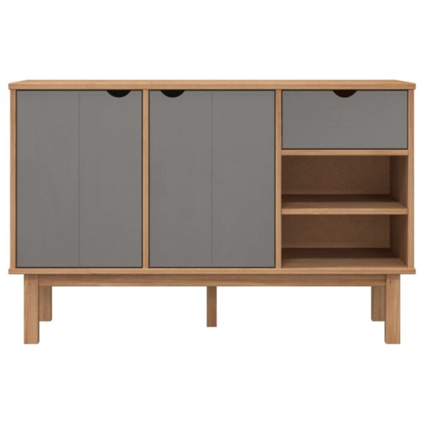 vidaXL Sideboard OTTA Brown and Gray 44.9"x16.9"x28.9" Solid Wood Pine - Image 3