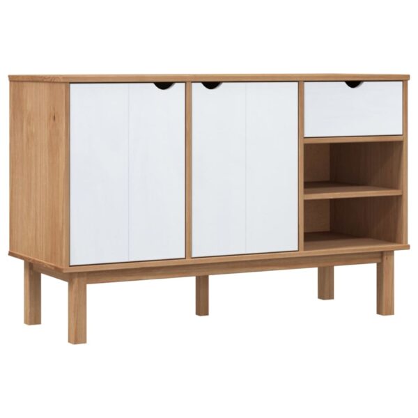 vidaXL Sideboard OTTA Brown and White 44.9"x16.9"x28.9" Solid Wood Pine - Image 2