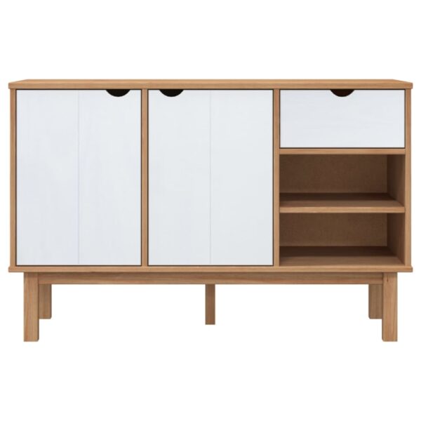 vidaXL Sideboard OTTA Brown and White 44.9"x16.9"x28.9" Solid Wood Pine - Image 3