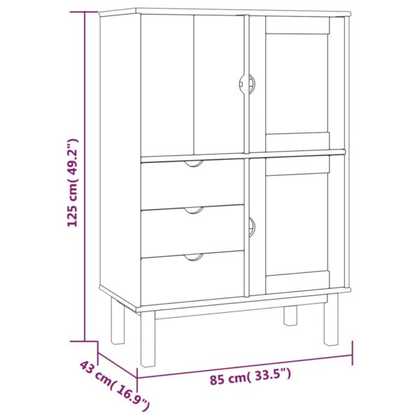 vidaXL Highboard OTTA 33.5"x16.9"x49.2" Solid Wood Pine - Image 6