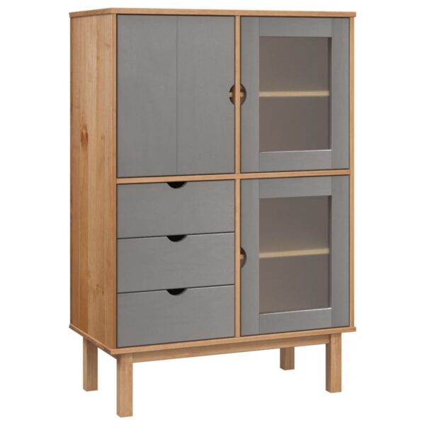 vidaXL Highboard OTTA Brown and Gray 33.5"x16.9"x49.2" Solid Wood Pine - Image 2