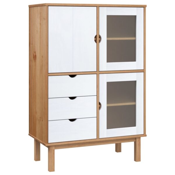 vidaXL Highboard OTTA Brown and White 33.5"x16.9"x49.2" Solid Wood Pine - Image 2