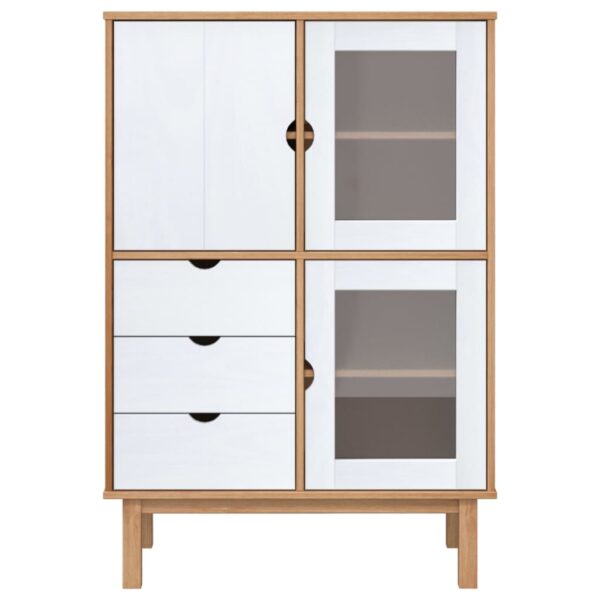 vidaXL Highboard OTTA Brown and White 33.5"x16.9"x49.2" Solid Wood Pine - Image 3