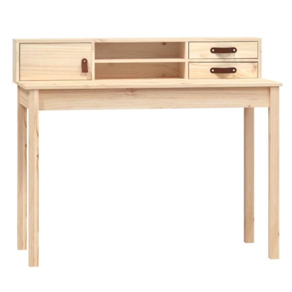 vidaXL Desk 43.3"x19.7"x36.6" Solid Wood Pine - Image 2