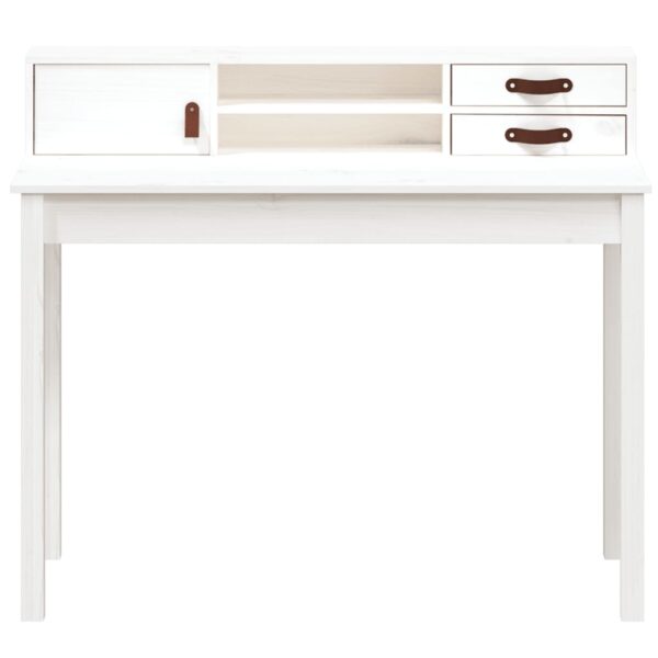 vidaXL Desk White 43.3"x19.7"x36.6" Solid Wood Pine - Image 5