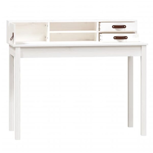 vidaXL Desk White 43.3"x19.7"x36.6" Solid Wood Pine - Image 6