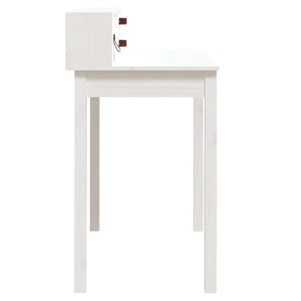 vidaXL Desk White 43.3"x19.7"x36.6" Solid Wood Pine - Image 7