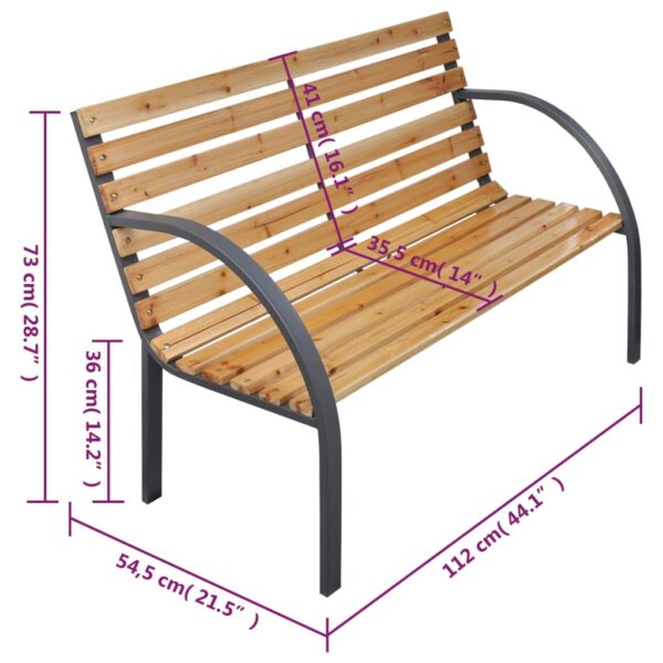 vidaXL Patio Bench 44.1" Solid Wood Fir - Image 5