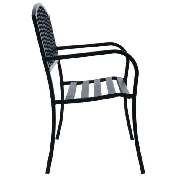 vidaXL Patio Bench Black 47.2" Steel - Image 3