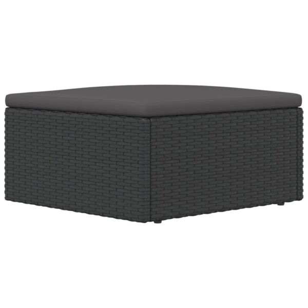 vidaXL Patio Footstool with Cushion Black Poly Rattan - Image 5