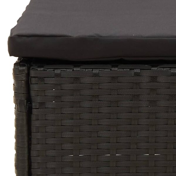 vidaXL Patio Footstool with Cushion Black Poly Rattan - Image 6