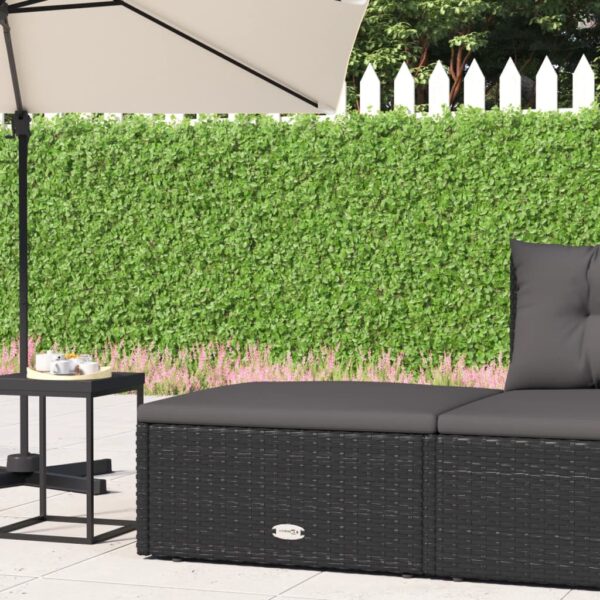 vidaXL Patio Footstool with Cushion Black Poly Rattan