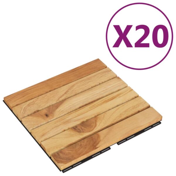 vidaXL Decking Tiles 20 pcs 11.8"x11.8" Solid Wood Teak Vertical Pattern - Image 2