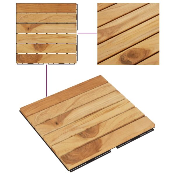 vidaXL Decking Tiles 20 pcs 11.8"x11.8" Solid Wood Teak Vertical Pattern - Image 5