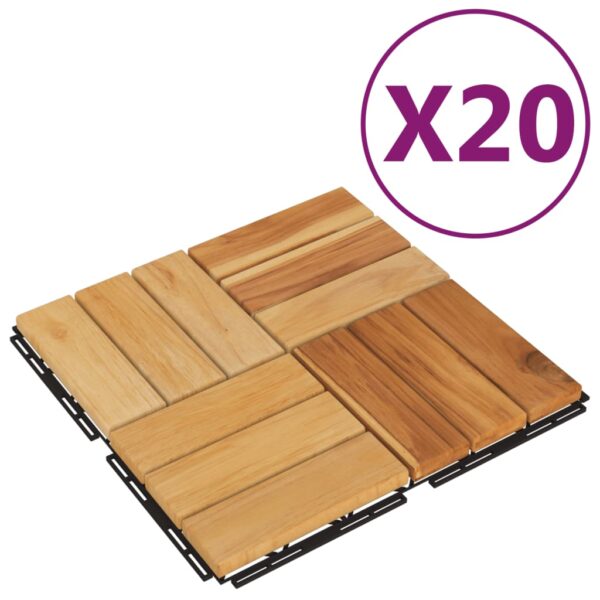 vidaXL Decking Tiles 20 pcs 11.8"x11.8" Solid Wood Teak - Image 2