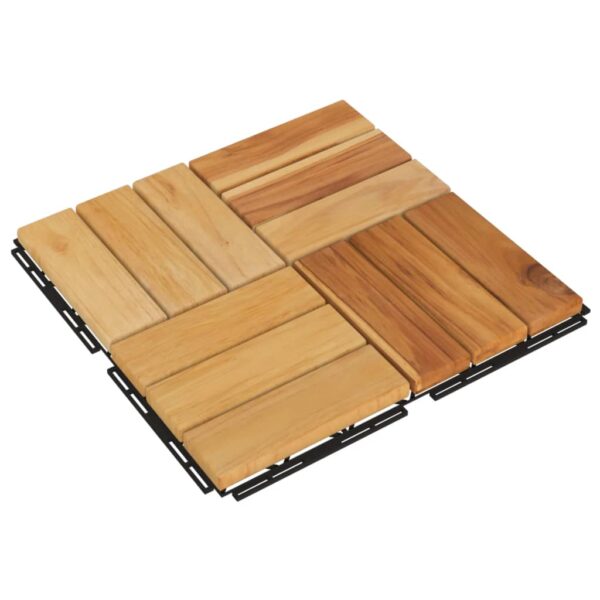 vidaXL Decking Tiles 20 pcs 11.8"x11.8" Solid Wood Teak - Image 3