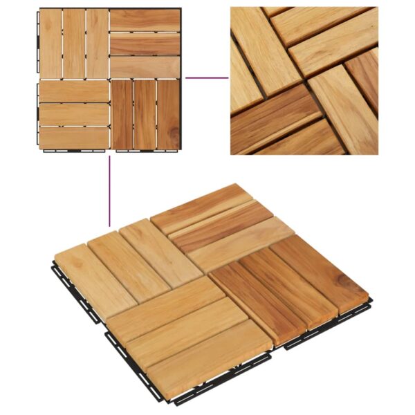 vidaXL Decking Tiles 20 pcs 11.8"x11.8" Solid Wood Teak - Image 5