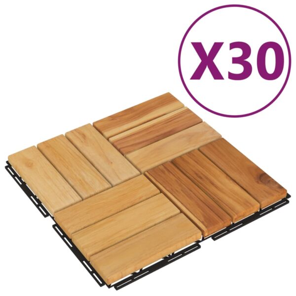 vidaXL Decking Tiles 30 pcs 11.8"x11.8" Solid Wood Teak - Image 2