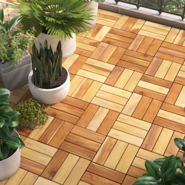 vidaXL Decking Tiles 30 pcs 11.8"x11.8" Solid Wood Teak