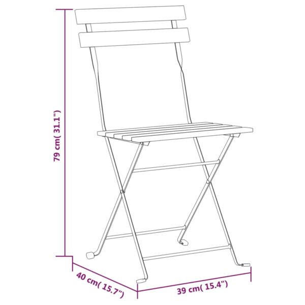 vidaXL Folding Patio Chairs 6 pcs Steel and Solid Wood Acacia - Image 10